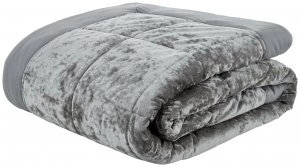 Image of Catherine Lansfield Crushed Velvet Bedspread - Silver