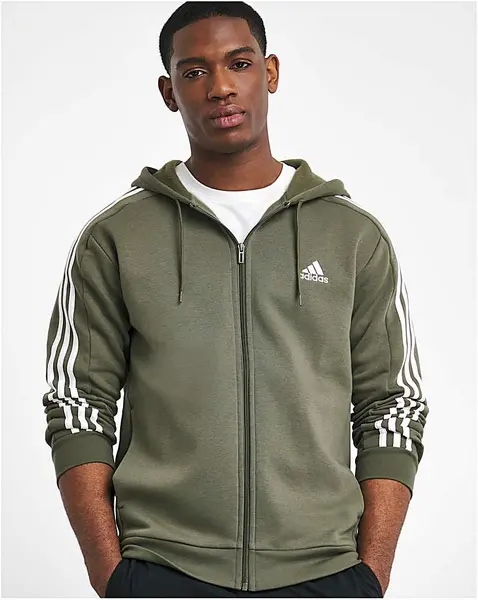 Image of Adidas adidas 3 Stripes Fleece Full Zip Hoodie Olive Male S34/37 PT40201