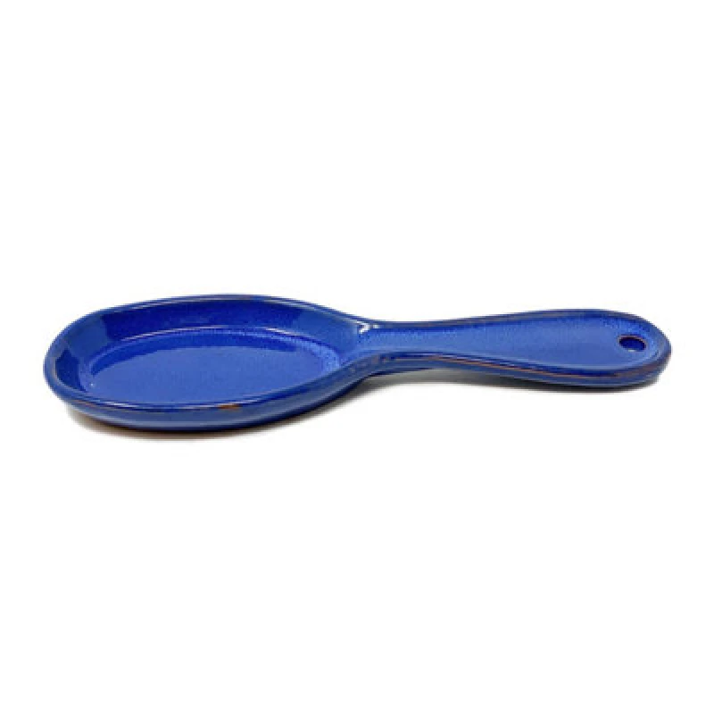 Image of Verano Spanish Ceramics Selena Glazed Hand Dipped Kitchen Dining Utensil Spoon Rest Blue (L) 27Cm