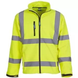Image of Yoko Mens Hi-Vis Sofshell Jacket (Pack of 2) (M) (Hi-Vis Yellow) - Hi-Vis Yellow