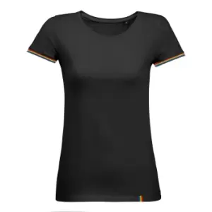 Image of SOLS Womens/Ladies Rainbow T-Shirt (L) (Deep Black/Multicolour)