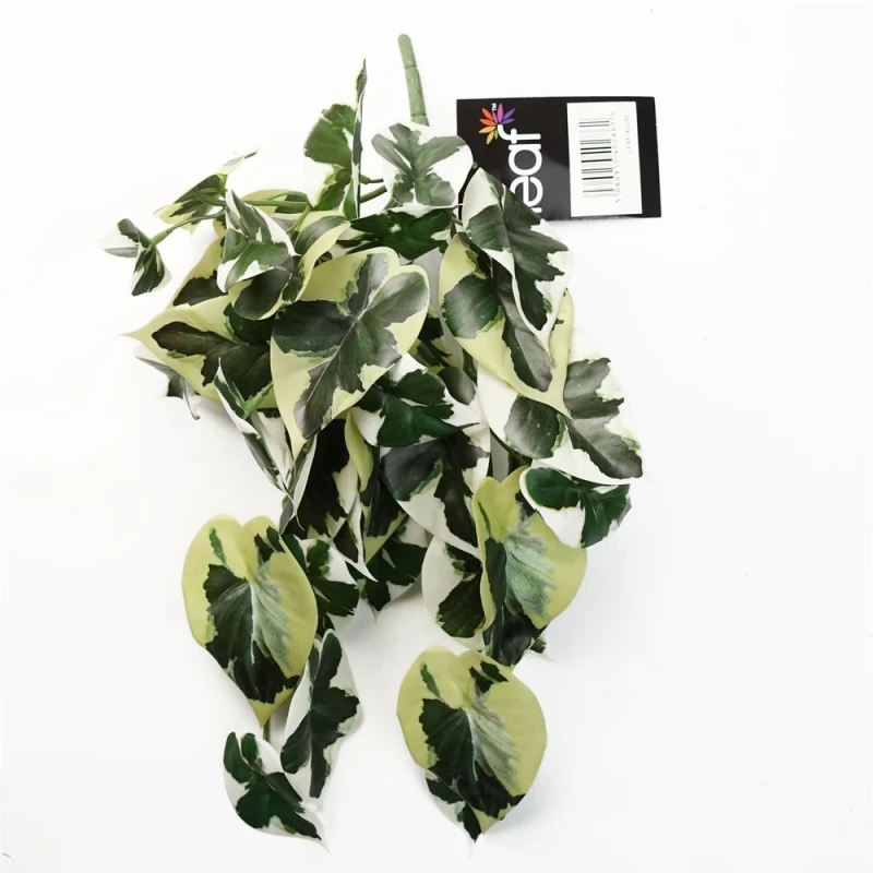 Image of Leaf 40cm Artificial Trailing Variegated Marble Pothos Plant Green unisex