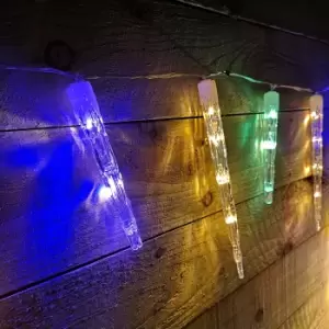 Image of 72 LED 4.6m Dual Colour Outdoor Christmas Icicle Lights with Timer in Warm White and Multicolour