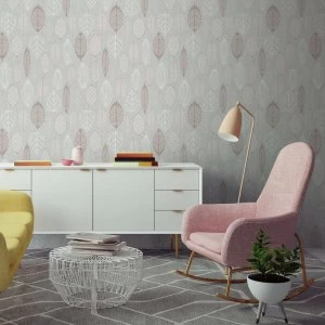 Image of Superfresco Easy Scandi Leaf Blush Wallpaper