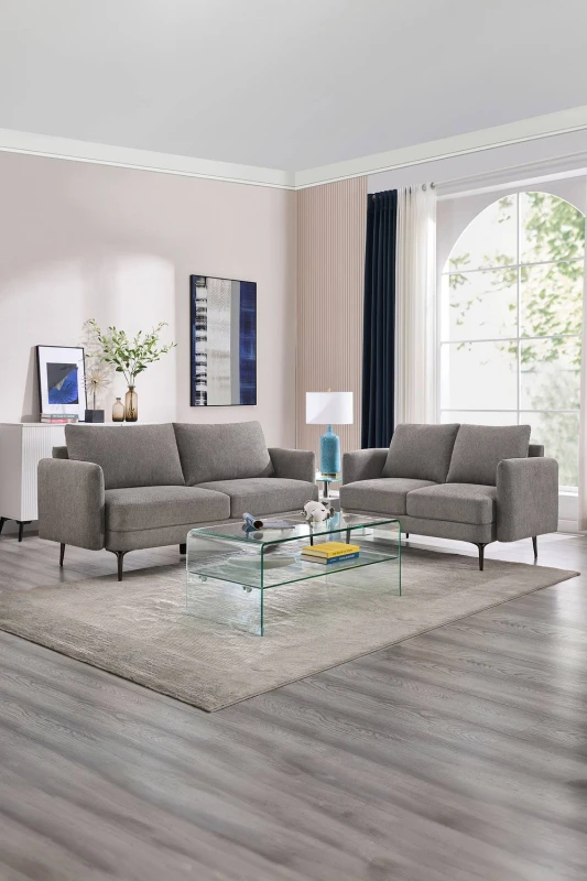 Image of More4Homes Sofia 2+3 Seater Fabric Sofa Set Mocha