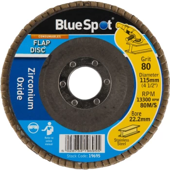 Image of Bluespot - 19695 115mm (4.5') 80 Grit Zirconium Oxide Flap Disc