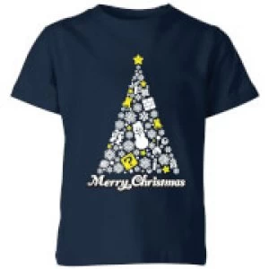 Image of Nintendo Super Mario White Christmas Merry Christmas Kid's T-Shirt - Navy - 3-4 Years - Navy