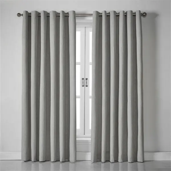 Image of Other Blackout Linen Look Ring Top Eyelet Curtains - Grey 110 x 229c