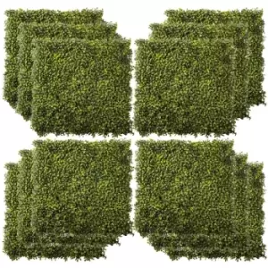 Image of Outsunny 12pc Artificial Boxwood Grass Wall Panels (50cm x 50cm)