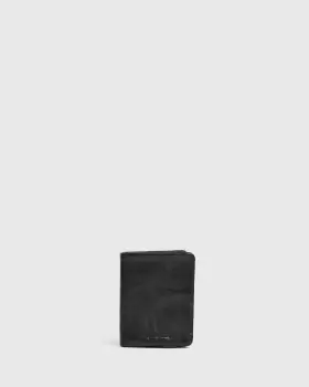 Image of AllSaints Mens Leather Bartlett Wallet, Black