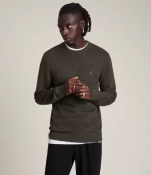 Image of AllSaints Mens Raven Crew Sweatshirt, Dark Grey, Size: M