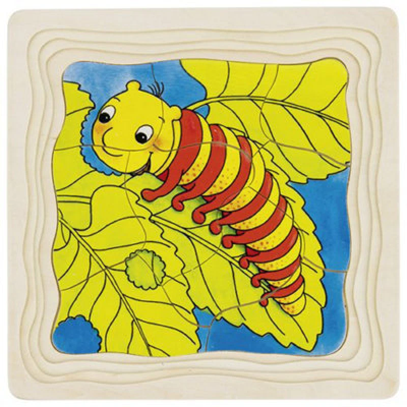 Image of Goki Wooden Caterpillar To Butterfly Puzzle
