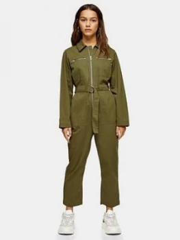 Image of Topshop Petite Mabel Boilersuit - Khaki
