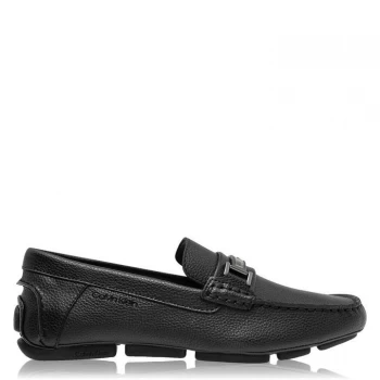 Image of Calvin Klein Magnus Tumbled Leather Loafers - Black