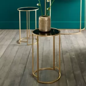 Image of Pacific Veneziano Set of 2 Nest of Tables, Iron & Glass Black