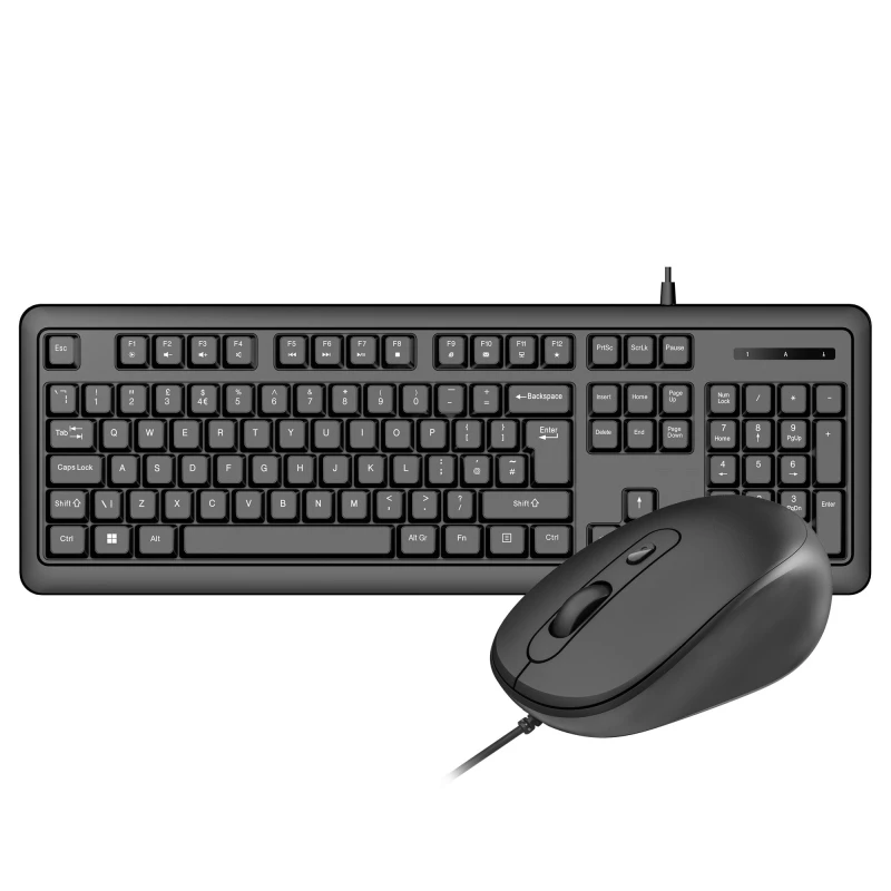 Image of VIDA VIDA CORPORATE 2IN1 USB KBOARD MOUSE keyboard Mouse included Home/Office QWERTY UK English Black CORPORATE2IN1