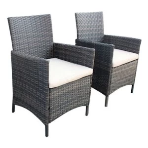 Image of Charles Bentley Verona Pair of Rattan Garden Armchairs - Brown