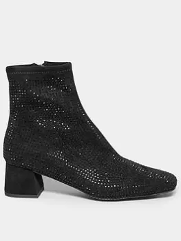 Image of Long Tall Sally Diamante Block Heel Black, Size 13, Women