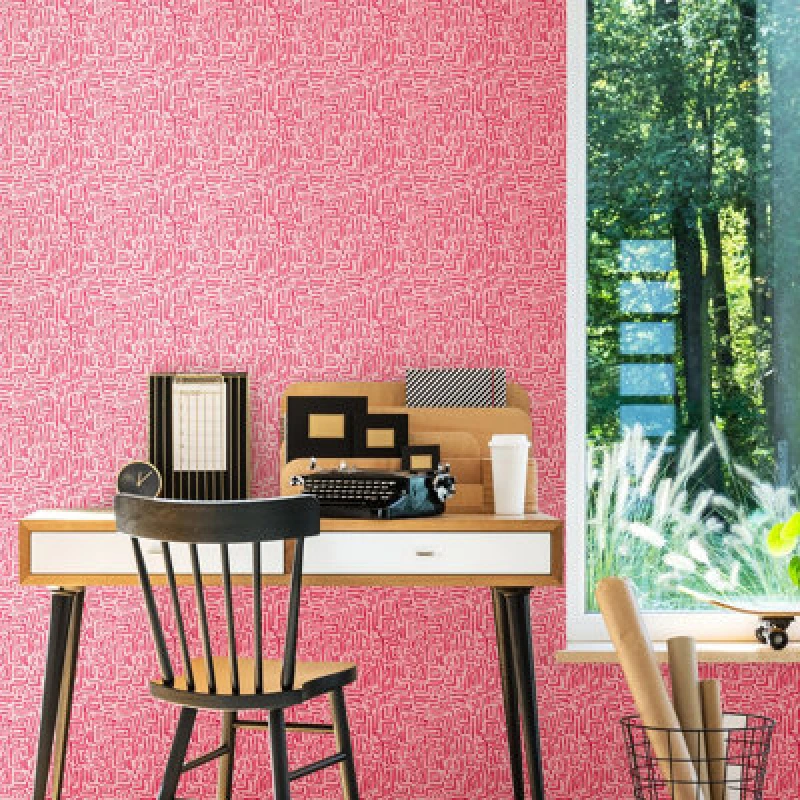 Image of Hoopla Walls Maze Squiggle - Raspberry 10M Wallpaper