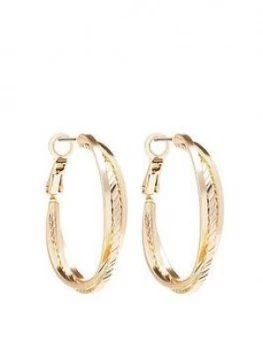 Image of Mood Gold Plated Textured Crossover Hoop Earrings