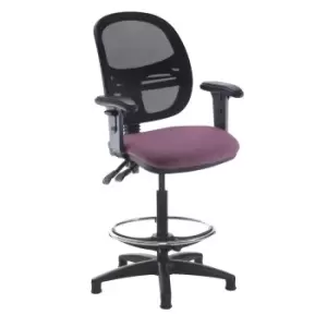 Image of Dams MTO Jota Mesh Back Draughtsmans Chair with Adjustable Arms - Diablo Pink