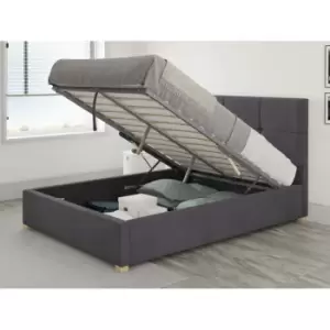 Image of Caine Ottoman Upholstered Bed, Plush Velvet, Steel - Ottoman Bed Size Double (135x190)
