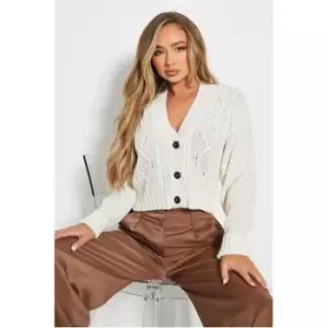 Image of I Saw It First Button Through Cable Knit Cardigan - White