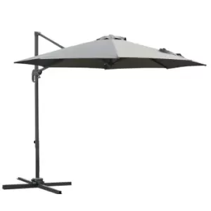 Image of Outsunny 3M Garden Banana Parasol Patio Cantilever Hanging Umbrella - Dark Grey
