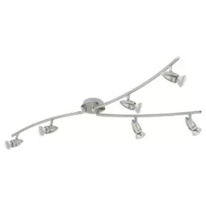 Image of Flush Ceiling Light Colour Satin Nickel Chrome Shade Bulb GU10 6x3W Included