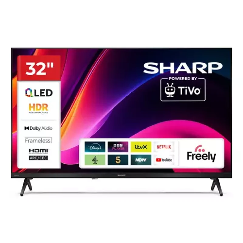 Image of 32" Sharp 1T-C32HE3245KB Smart HD Ready HDR QLED TV, Black 5905683273572