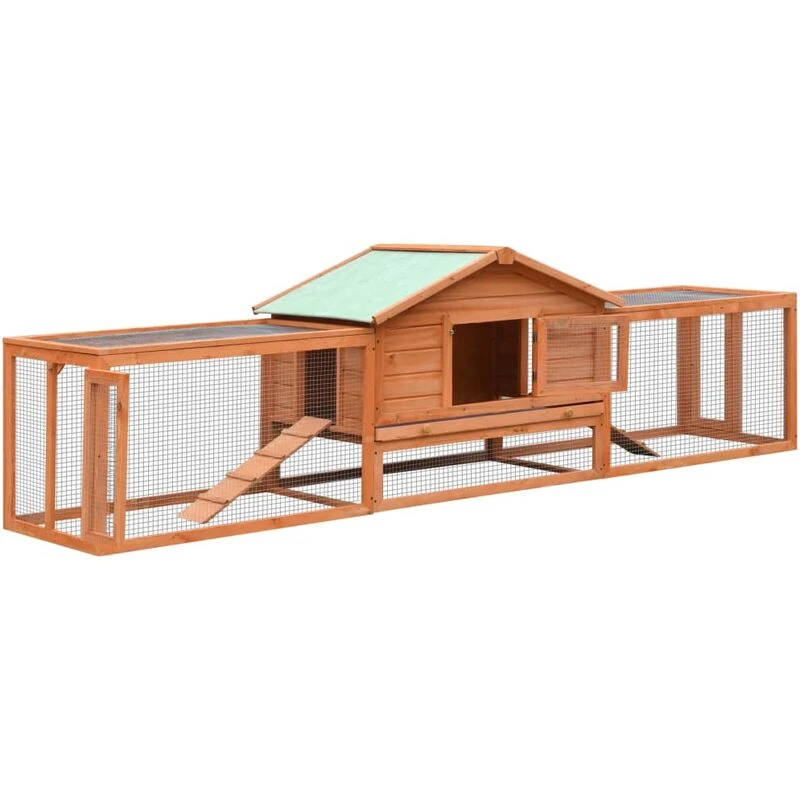 Image of vidaXL Solid Pine & Fir Wood Rabbit Hutch Pet Cage Outdoor Wooden Rabbit House