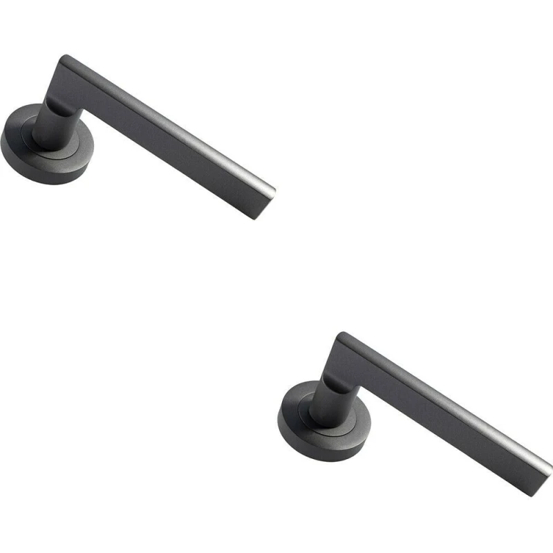 Image of Loops 2x PAIR Straight Plinth Mounted Handle on Round Rose Concealed Fix Matt Bronze Multi