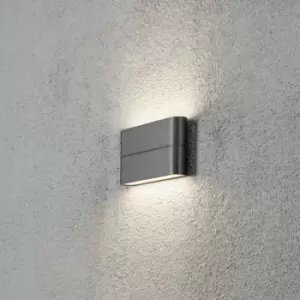 Image of Konstsmide Chieri Outdoor Modern Up Down Wall Lamp, Dark Grey, High Power LED, 2x 6W, IP54