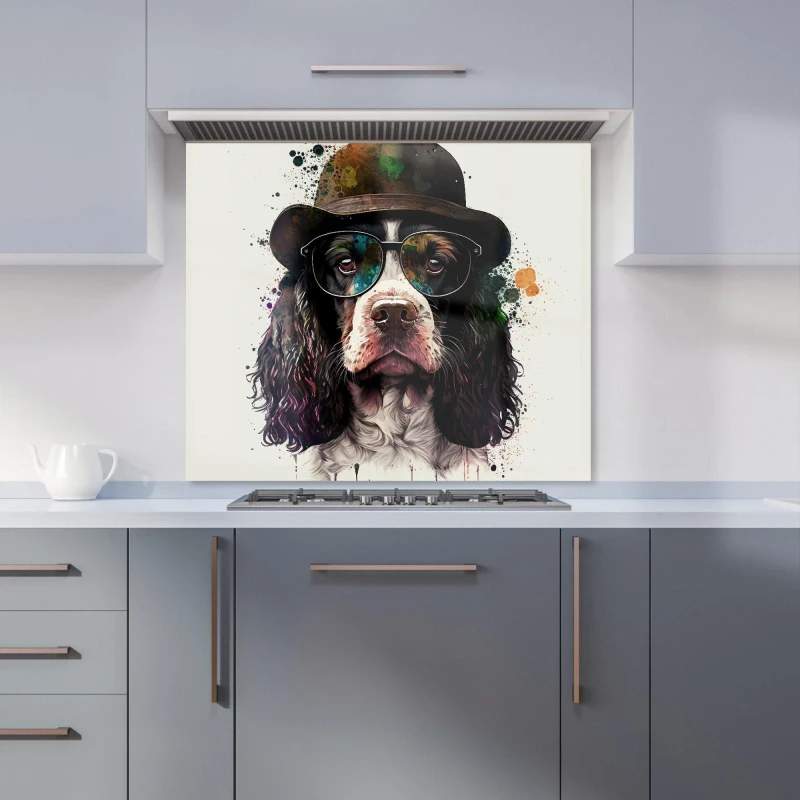Image of Warren Reed - Designer Springer Spaniel Dog Kitchen Splashback Size: 600mm x 750mm Multicolor Unisex 600mm x 750mm