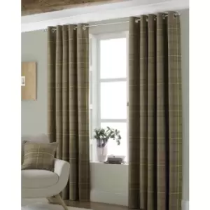Image of Riva Home Aviemore Checked Pattern Ringtop Curtains (46 x 54" (117 x 137cm)) (Thistle) - Thistle