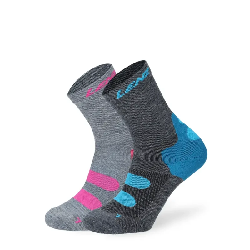 Image of Lenz Outdoor 1.0 Socks - Pack of 2, grey-pink-blue, Size 39 - 41 for Men
