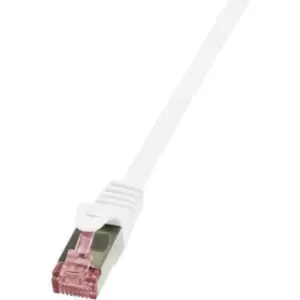 Image of LogiLink CQ2121S RJ45 Network cable, patch cable CAT 6 S/FTP 30.00 m White Flame-retardant, incl. detent