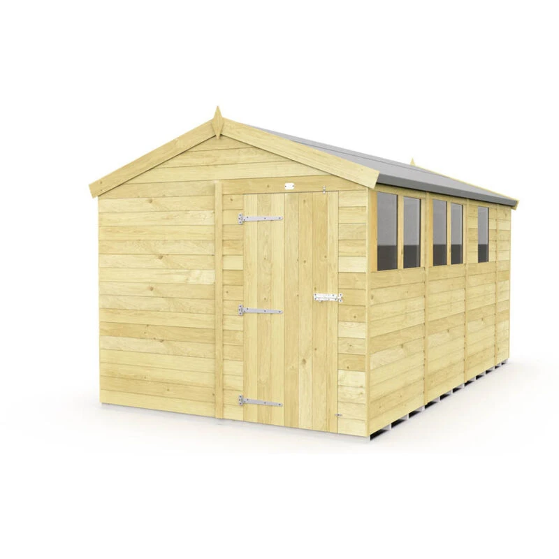 Image of Flat Pack Sheds DIY Sheds 8 x 13 Apex Shed, Brown 8X13AFF