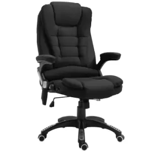 Image of Vinsetto Massage Recliner Chair Heated Office Chair with Six Massage Points Linen-Feel Fabric 360° Swivel Wheels Black