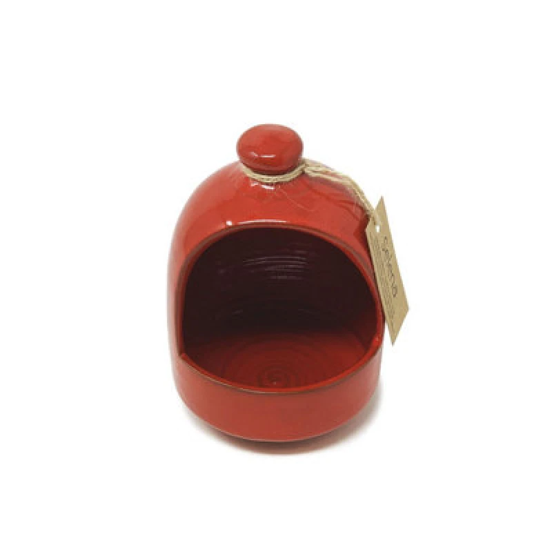 Image of Verano Spanish Ceramics Selena Glazed Hand Dipped Solid Colour Kitchen Dining Salt Pig Red (D) 11Cm
