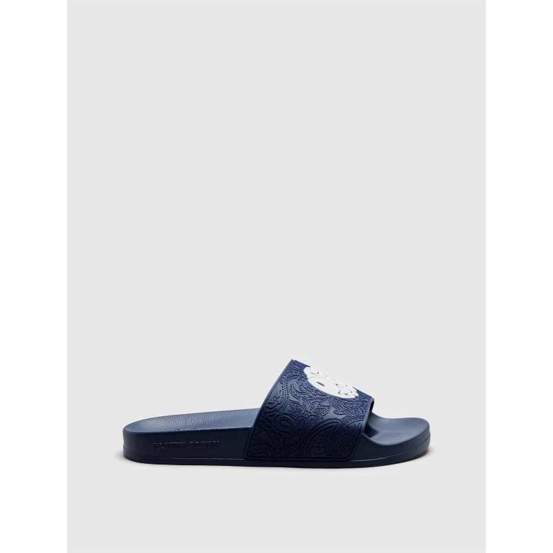 Image of Pretty Green Mens PG Okala Embossed Pool Sliders Navy/White male 6 (39)