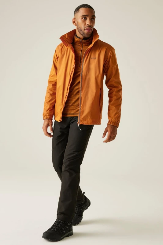 Image of Regatta Regatta Men 'Lyle IV' Waterproof Packaway Jacket in Burnt Orange Size: Medium Burnt Orange M Male 5063019982984