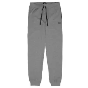Image of Hugo Boss Black Cuffed Stretch Cotton Sweatpants In Grey - Size M