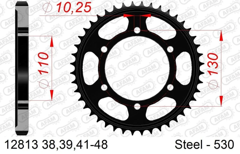 Image of AFAM Steel Standard Rear Sprocket 12813 - 530