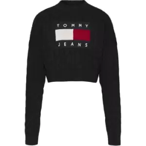 Image of Tommy Jeans Tjw Bxy Center Flag Sweater - Black