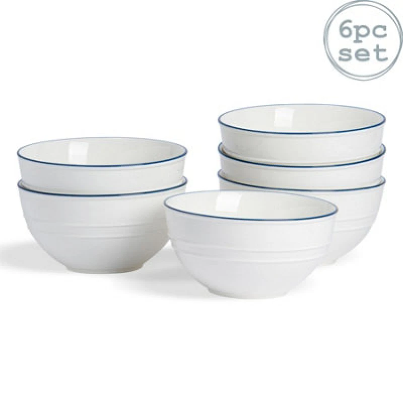 Image of Nicola Spring White Farmhouse Cereal Bowls - 15cm - Pack of 6 White