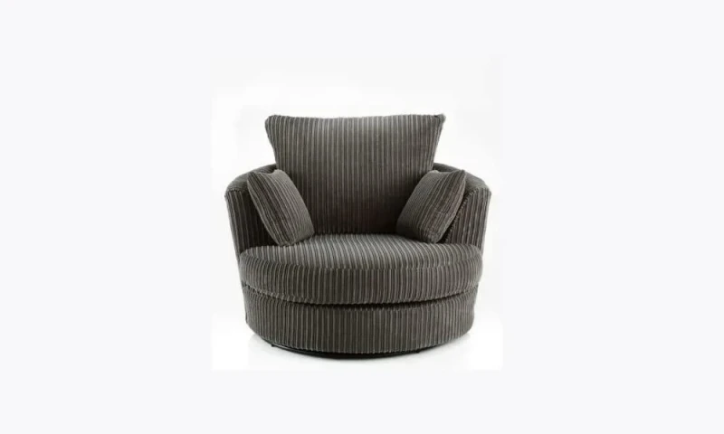 Image of LUXURY LIFE Collingdale Dylan Jumbo Cord Fabric Swivel Chair Grey