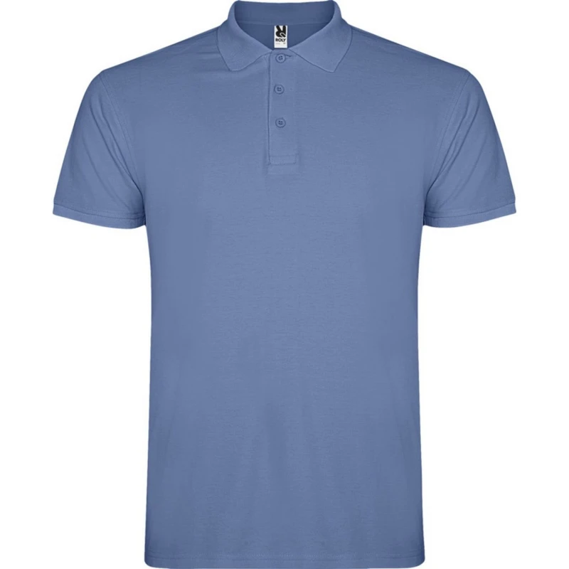 Image of ROLY ROLY Men Star Short-Sleeved Polo Shirt in Pale Blue Size: Small Pale Blue S Male 5063527198372