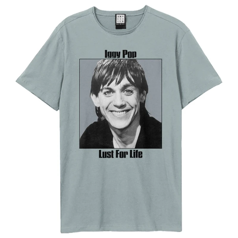 Image of Amplified Amplified Men Lust For Life Iggy Pop T-Shirt in Pale Blue Size: X-Small Pale Blue XS Male 5063574975711