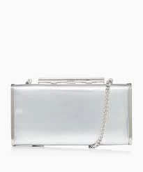 Image of Dune 'Brightened' Diamante Clasp Clutch Bag - silver